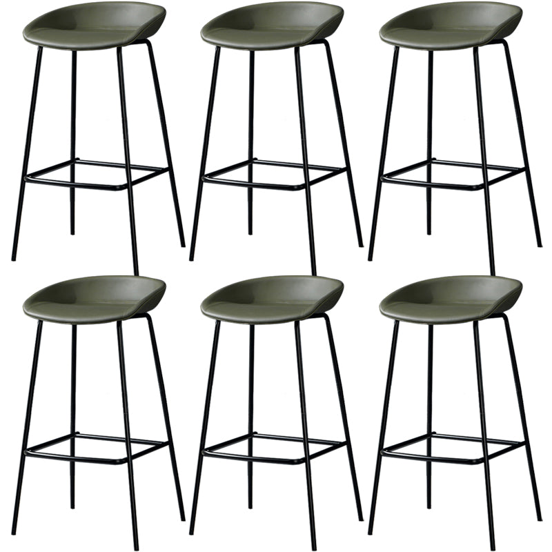 Contemporary Faux Leather Counter Stool Counter Height Bar Stool with Footrest