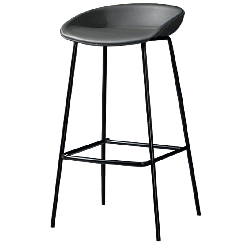 Contemporary Faux Leather Counter Stool Counter Height Bar Stool with Footrest