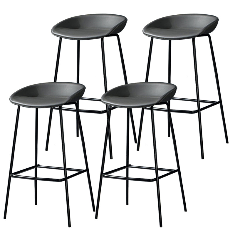 Contemporary Faux Leather Counter Stool Counter Height Bar Stool with Footrest