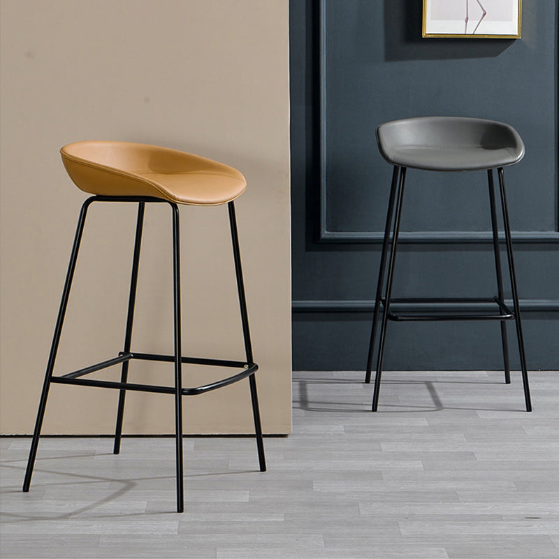 Contemporary Faux Leather Counter Stool Counter Height Bar Stool with Footrest