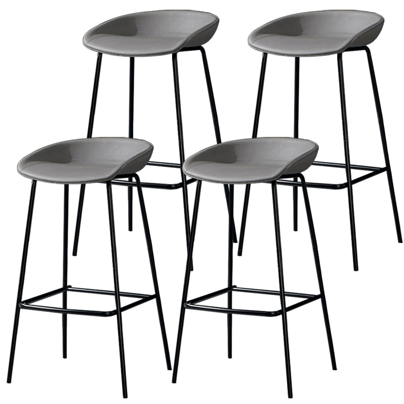 Contemporary Faux Leather Counter Stool Counter Height Bar Stool with Footrest