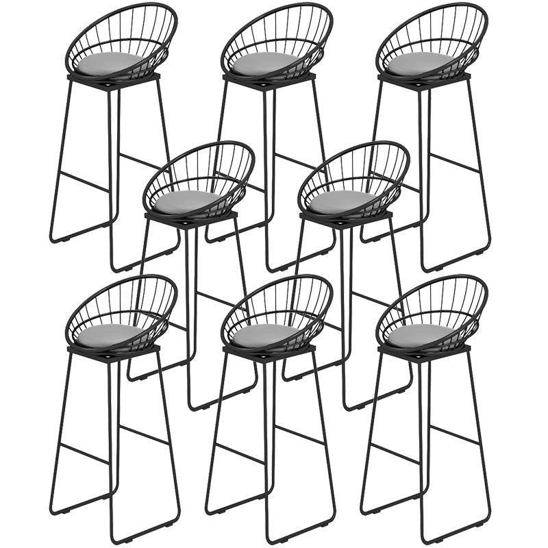 Modern Style Upholstered Counter Stool Low Back Bar Stool with Footrest