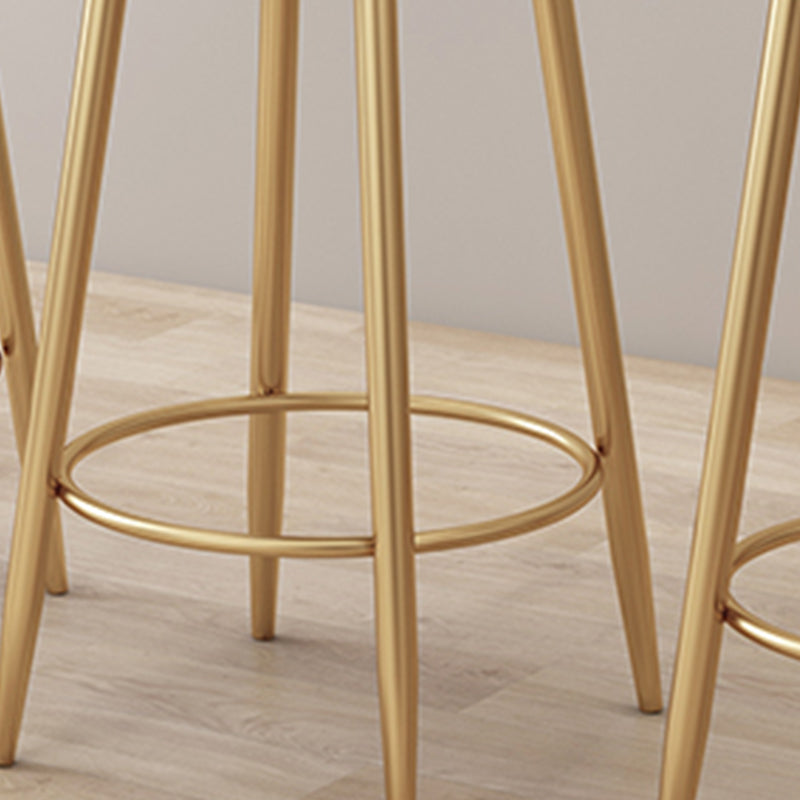 Modern Metal Frame Bar Stool Low Back Armless Round Seat with Footrest