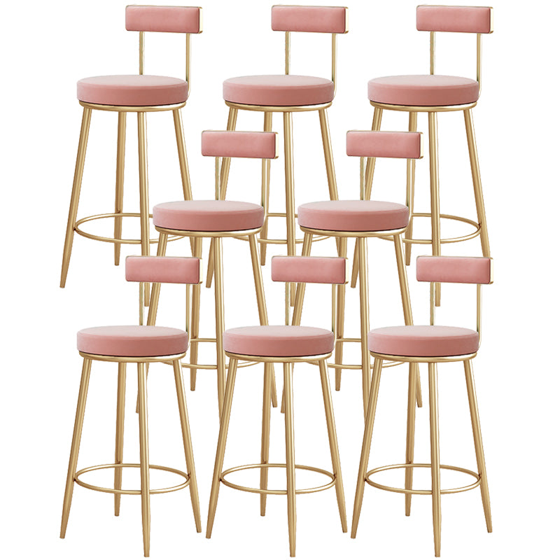 Modern Metal Frame Bar Stool Low Back Armless Round Seat with Footrest