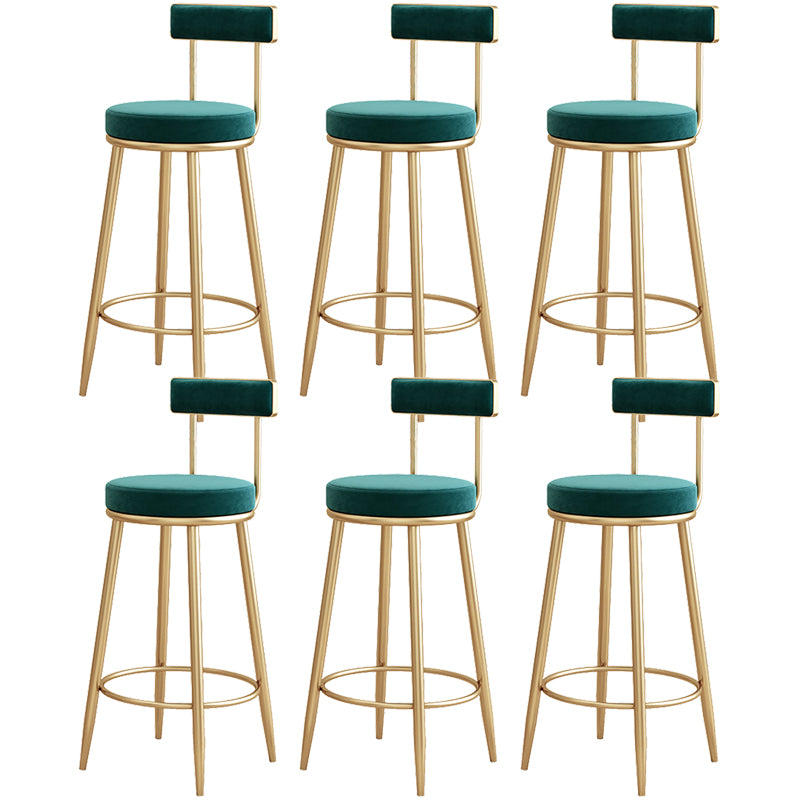 Modern Metal Frame Bar Stool Low Back Armless Round Seat with Footrest
