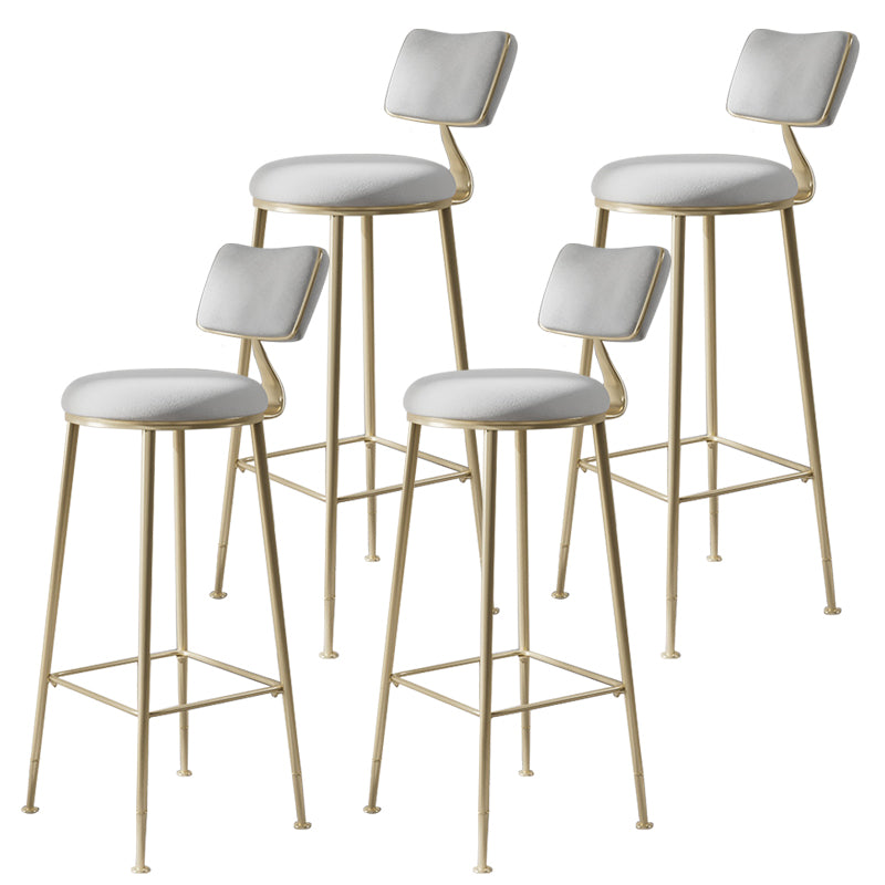 Scandinavian Style Counter Stool Upholstered Round Bar Stool with Footrest