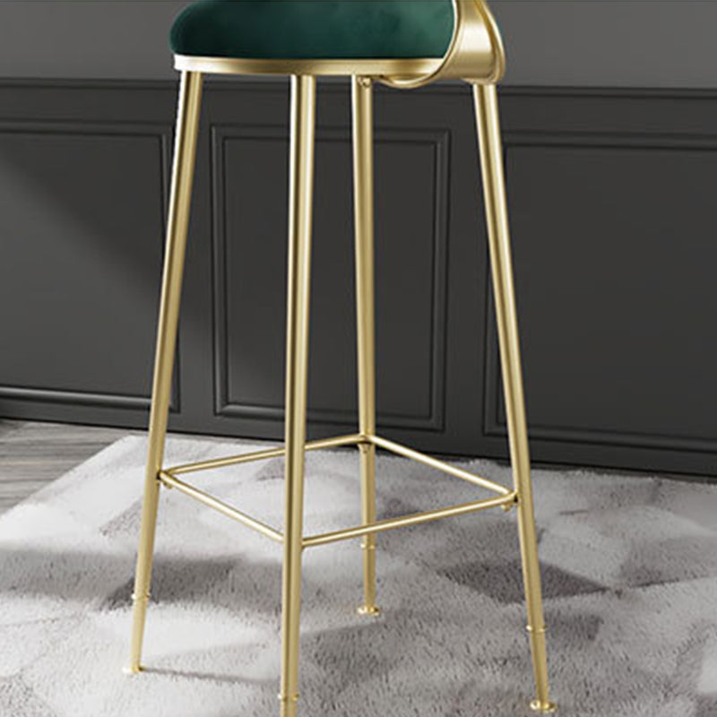 Scandinavian Style Counter Stool Upholstered Round Bar Stool with Footrest