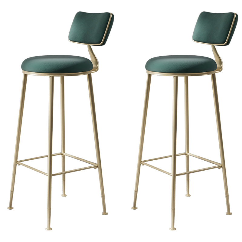 Scandinavian Style Counter Stool Upholstered Round Bar Stool with Footrest
