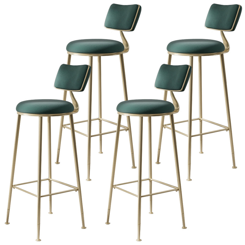 Scandinavian Style Counter Stool Upholstered Round Bar Stool with Footrest