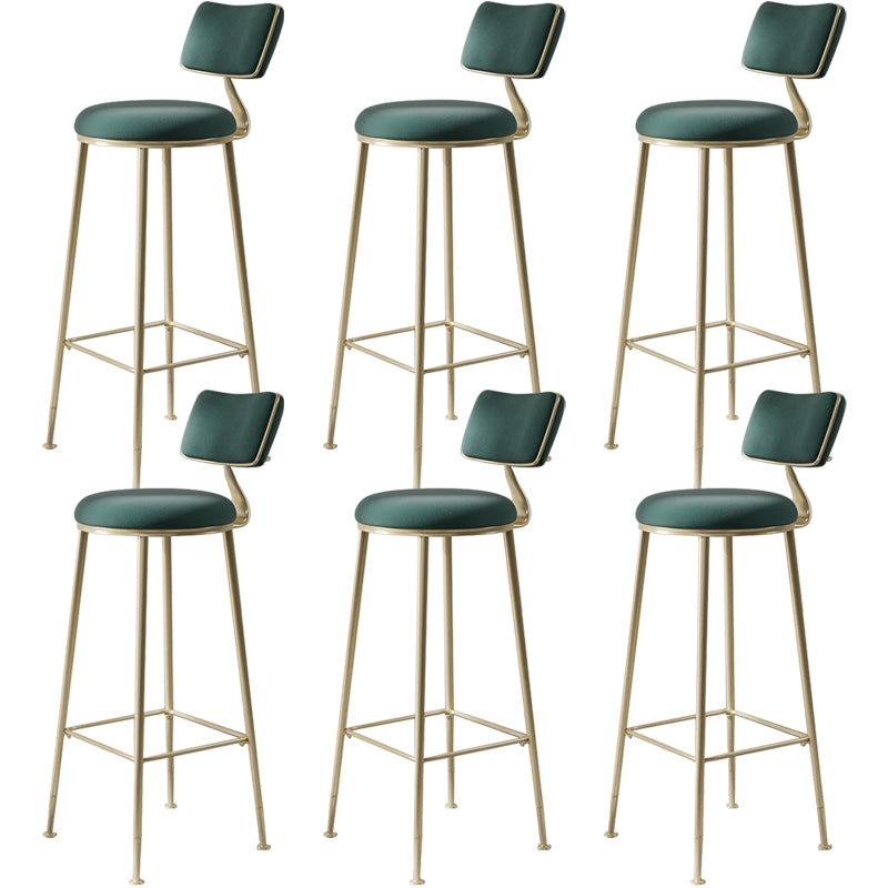 Scandinavian Style Counter Stool Upholstered Round Bar Stool with Footrest