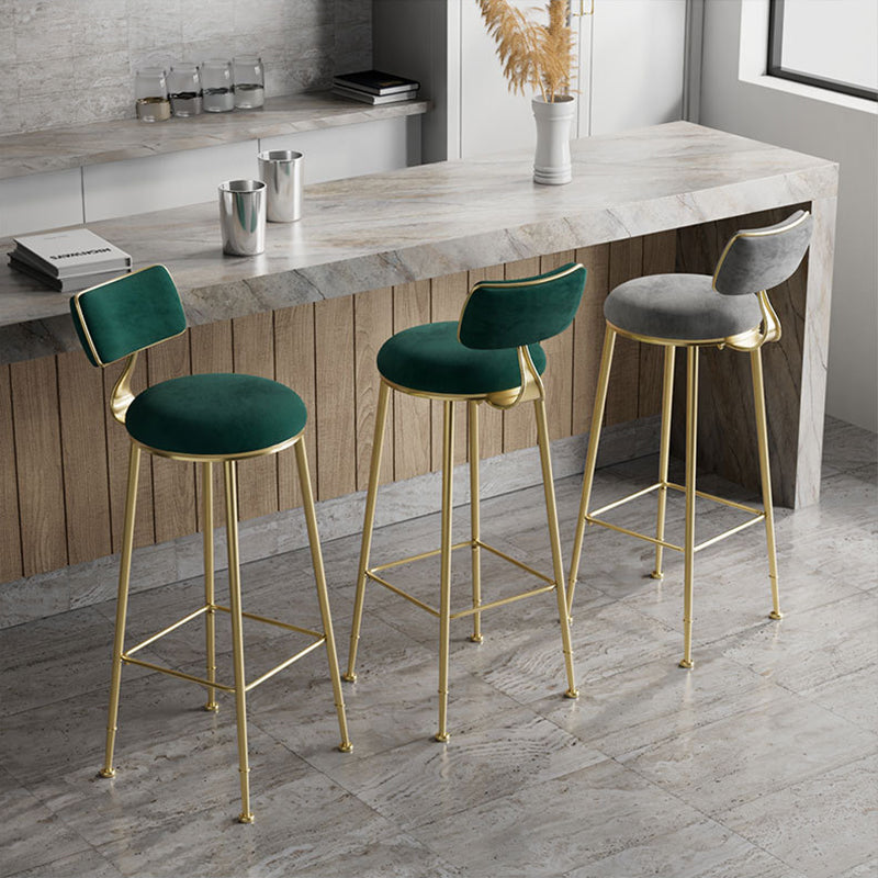 Scandinavian Style Counter Stool Upholstered Round Bar Stool with Footrest