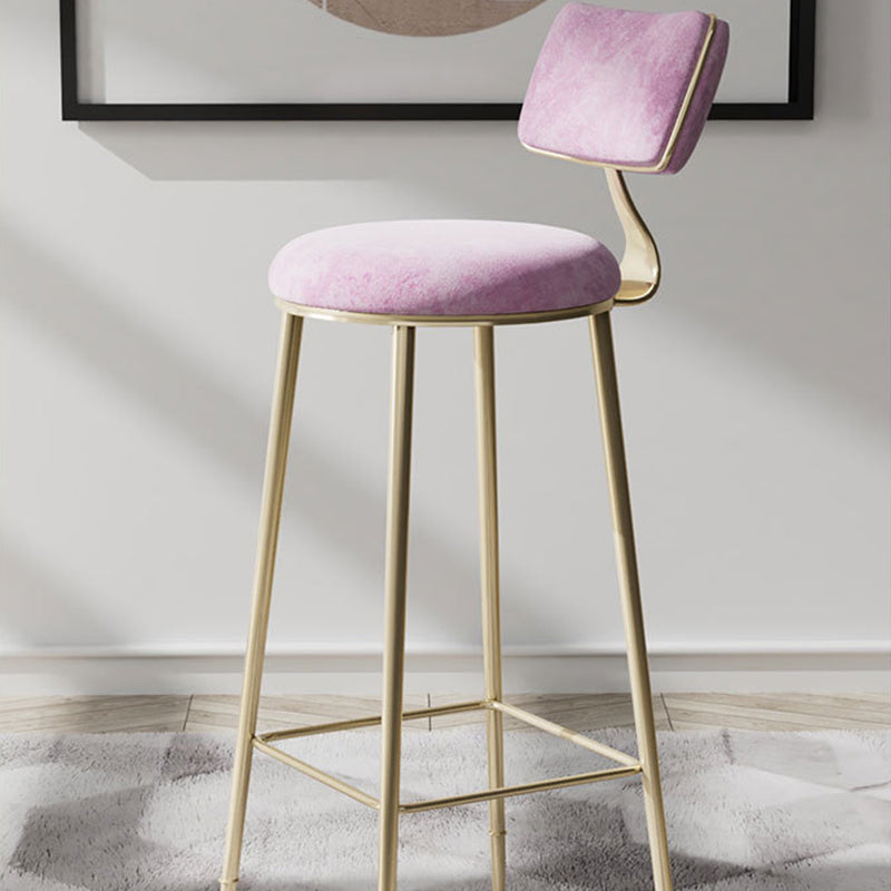 Scandinavian Style Counter Stool Upholstered Round Bar Stool with Footrest