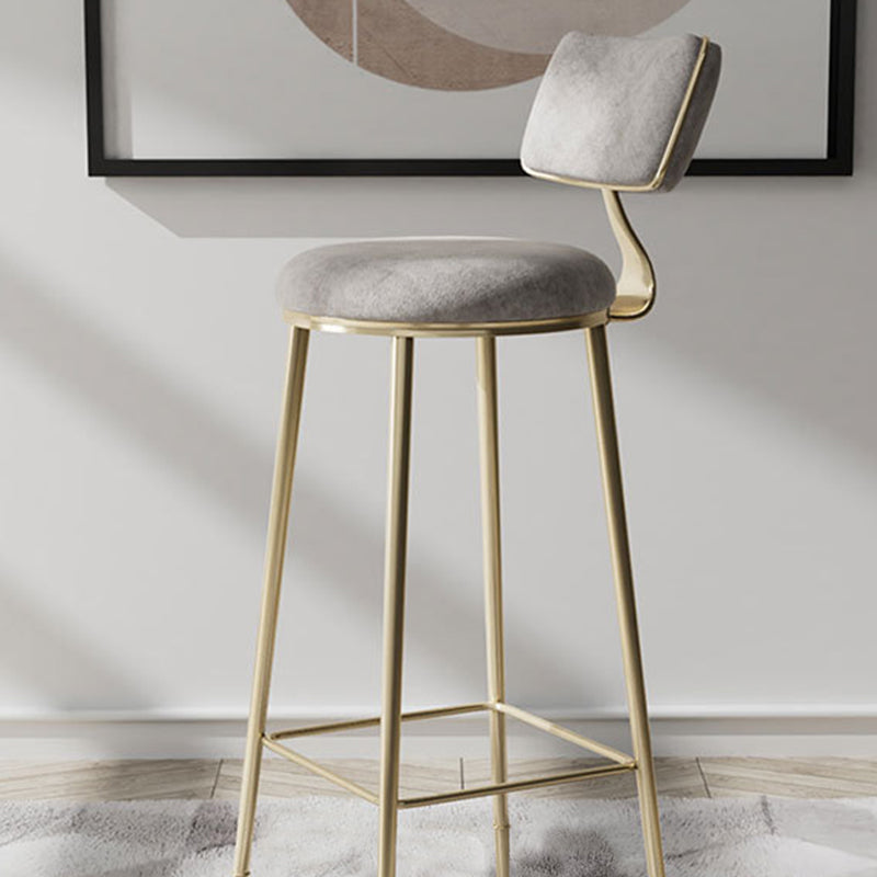 Scandinavian Style Counter Stool Upholstered Round Bar Stool with Footrest