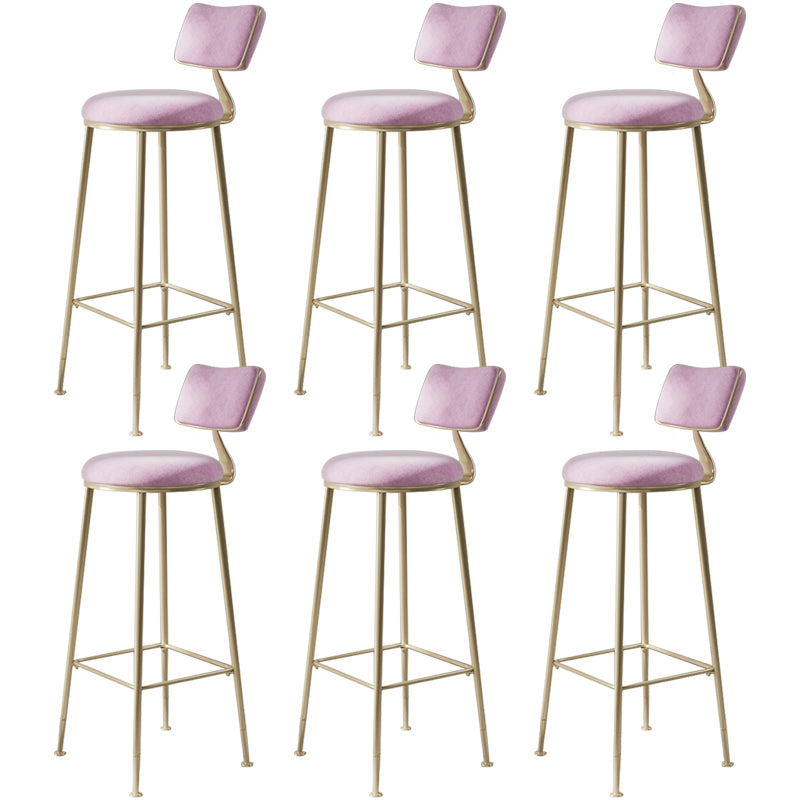 Scandinavian Style Counter Stool Upholstered Round Bar Stool with Footrest