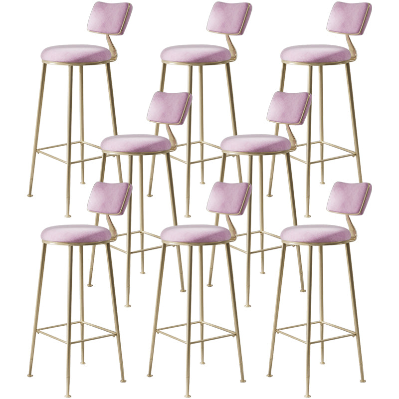 Scandinavian Style Counter Stool Upholstered Round Bar Stool with Footrest