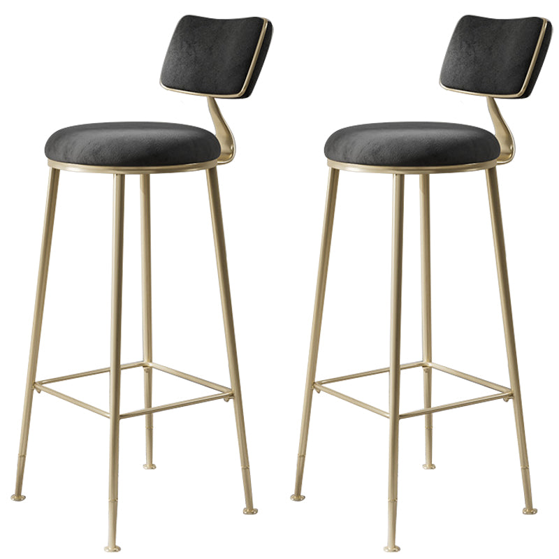 Scandinavian Style Counter Stool Upholstered Round Bar Stool with Footrest