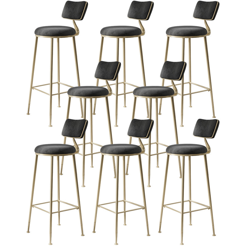 Scandinavian Style Counter Stool Upholstered Round Bar Stool with Footrest