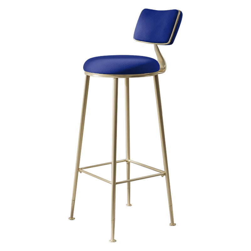Scandinavian Style Counter Stool Upholstered Round Bar Stool with Footrest