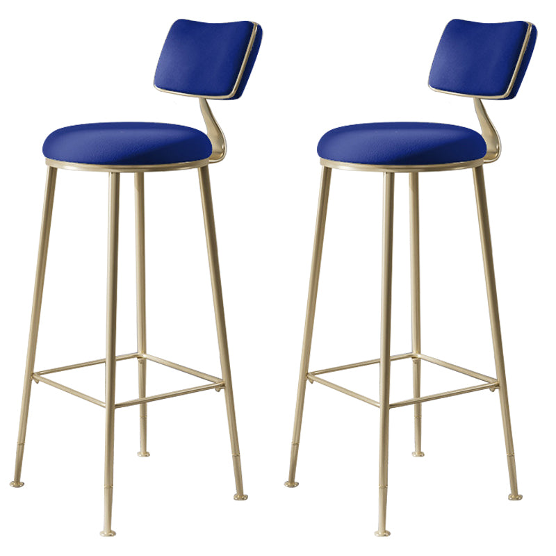 Scandinavian Style Counter Stool Upholstered Round Bar Stool with Footrest