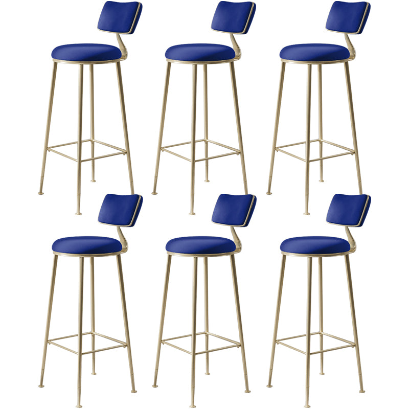Scandinavian Style Counter Stool Upholstered Round Bar Stool with Footrest