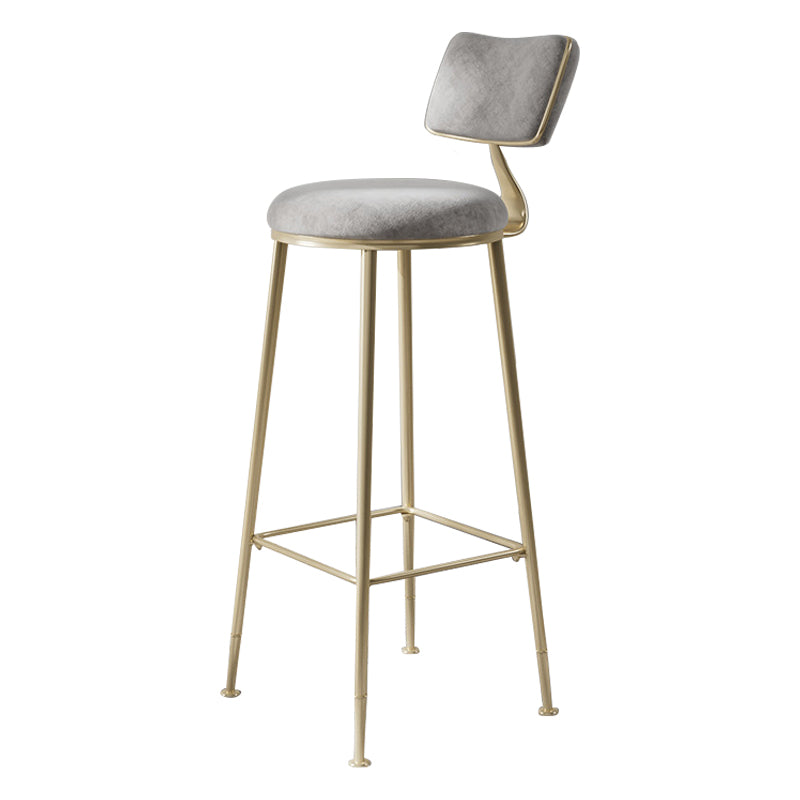 Scandinavian Style Counter Stool Upholstered Round Bar Stool with Footrest