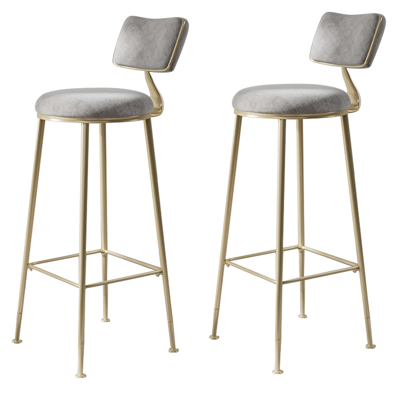 Scandinavian Style Counter Stool Upholstered Round Bar Stool with Footrest