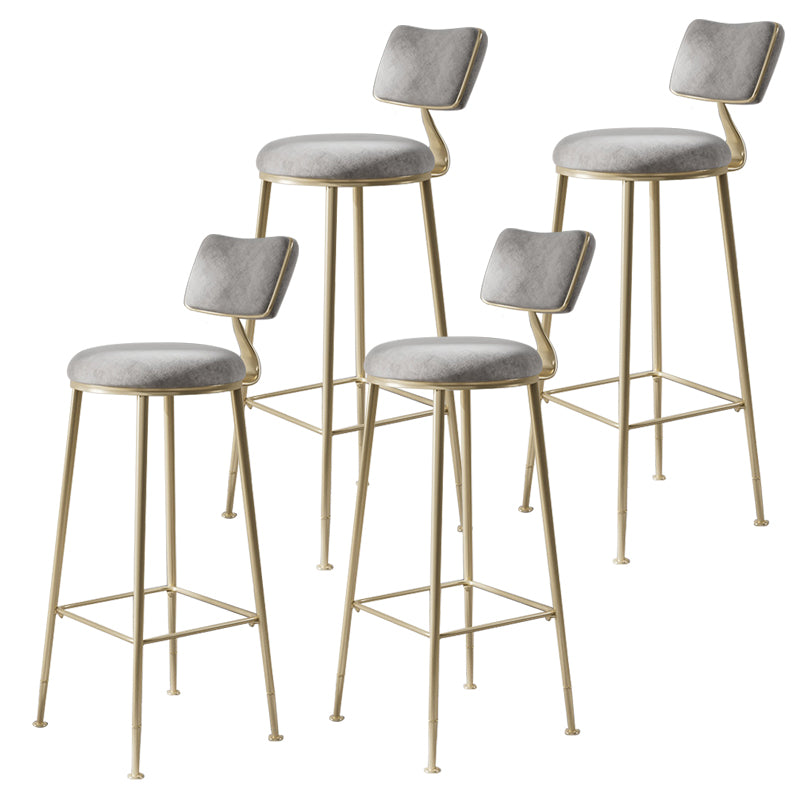 Scandinavian Style Counter Stool Upholstered Round Bar Stool with Footrest