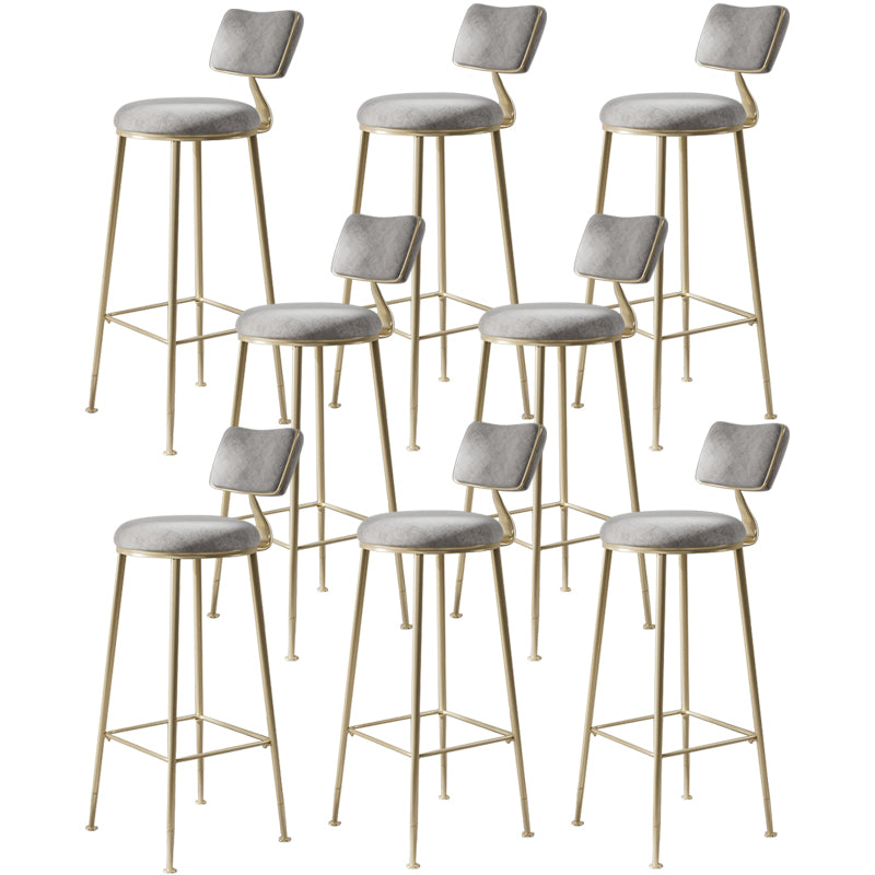 Scandinavian Style Counter Stool Upholstered Round Bar Stool with Footrest