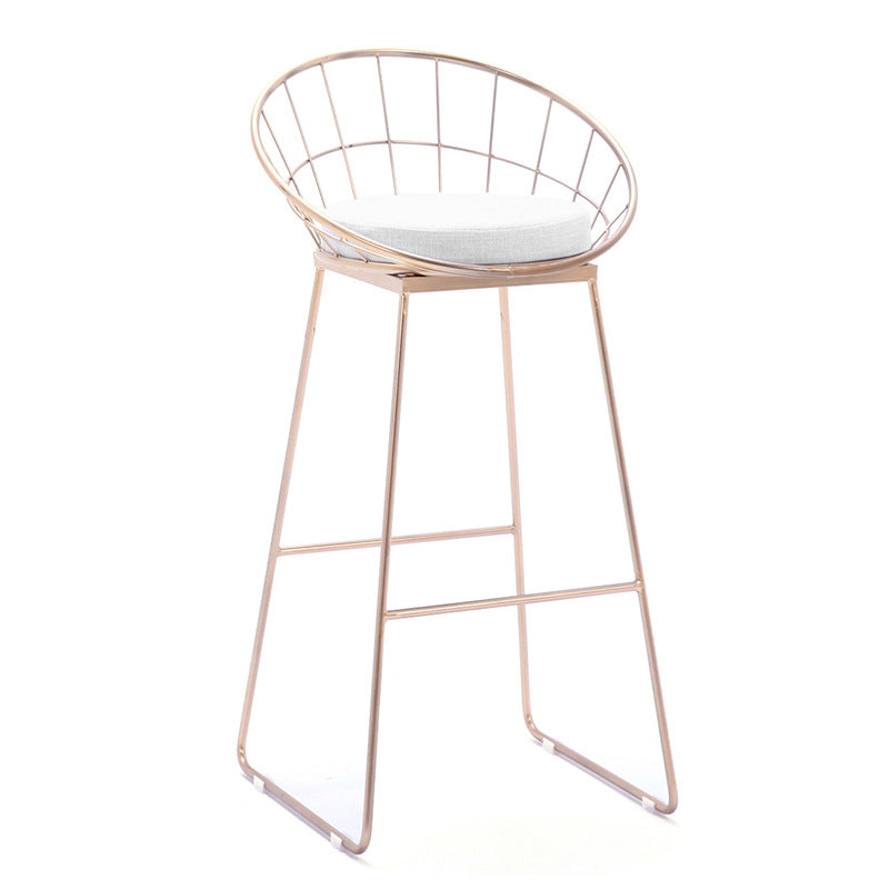 Scandinavian Style Counter Stool Upholstered Indoor Bar Stool with Footrest