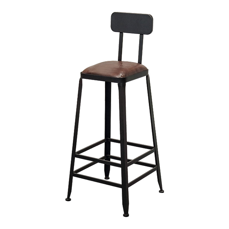 Contemporary Style Brown Barstool Low Back Bar Stool with Metal Legs