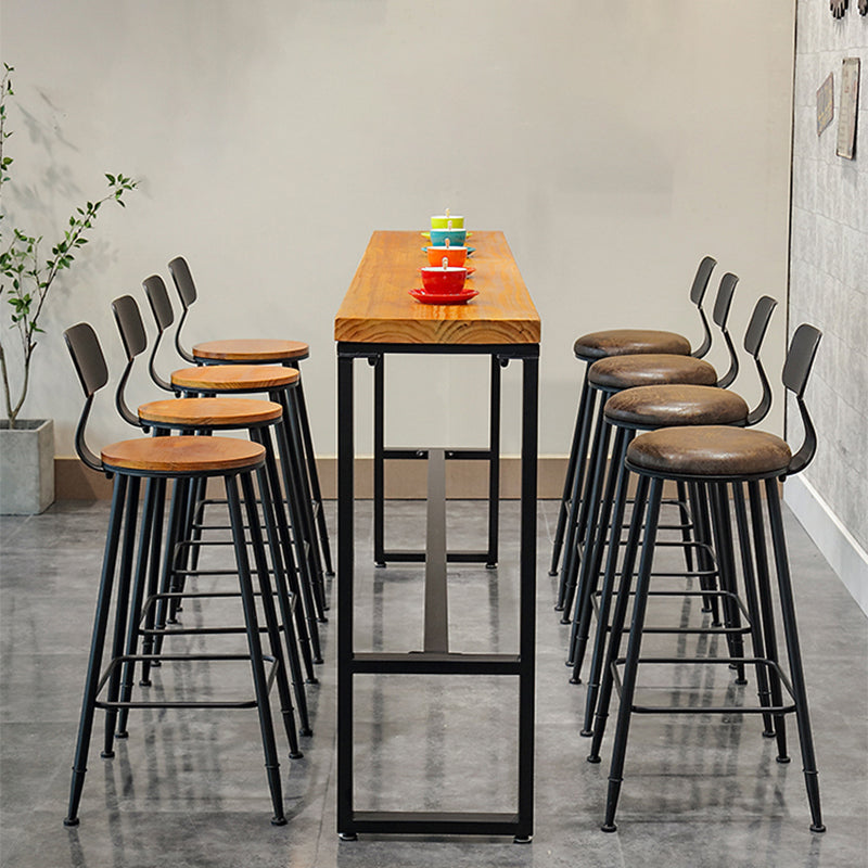 Contemporary Style Brown Barstool Low Back Bar Stool with Metal Legs