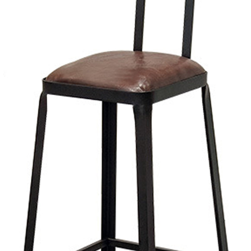 Contemporary Style Brown Barstool Low Back Bar Stool with Metal Legs