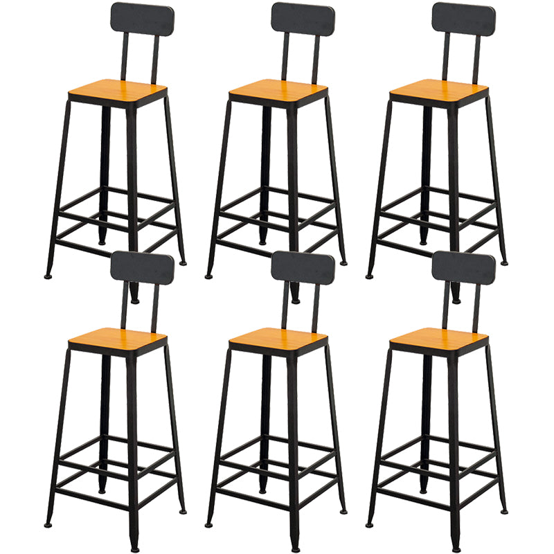 Contemporary Style Brown Barstool Low Back Bar Stool with Metal Legs