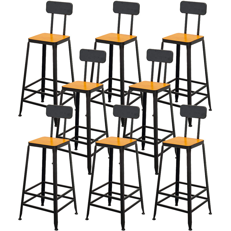 Contemporary Style Brown Barstool Low Back Bar Stool with Metal Legs
