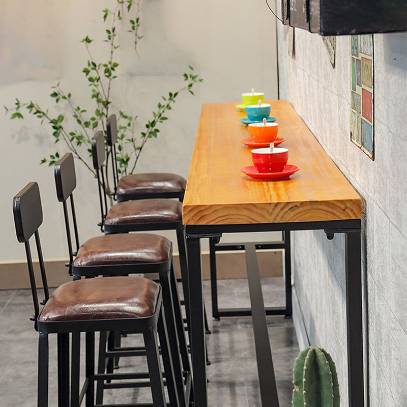 Contemporary Style Brown Barstool Low Back Bar Stool with Metal Legs