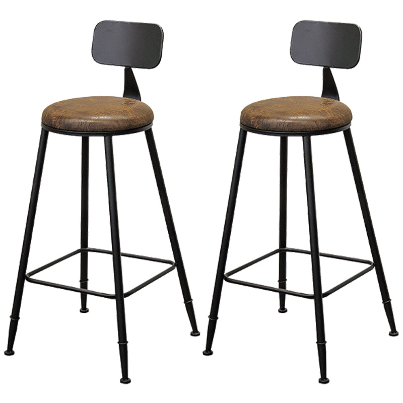 Contemporary Style Brown Barstool Low Back Bar Stool with Metal Legs