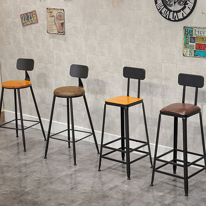 Contemporary Style Brown Barstool Low Back Bar Stool with Metal Legs