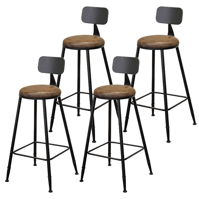 Contemporary Style Brown Barstool Low Back Bar Stool with Metal Legs