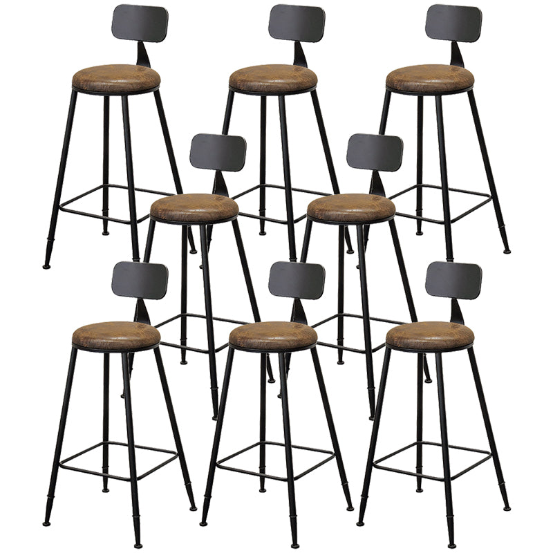 Contemporary Style Brown Barstool Low Back Bar Stool with Metal Legs