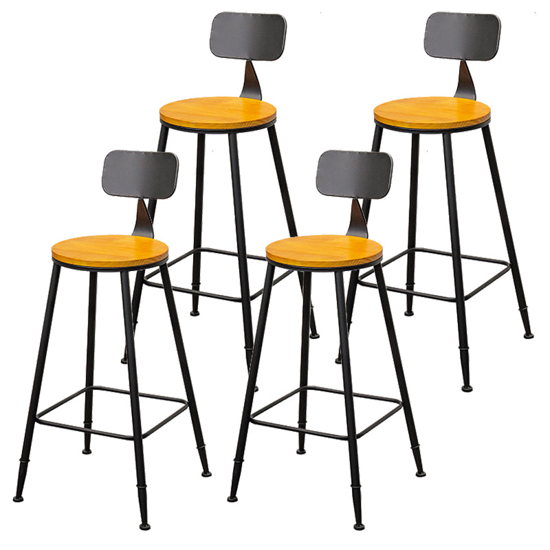 Contemporary Style Brown Barstool Low Back Bar Stool with Metal Legs