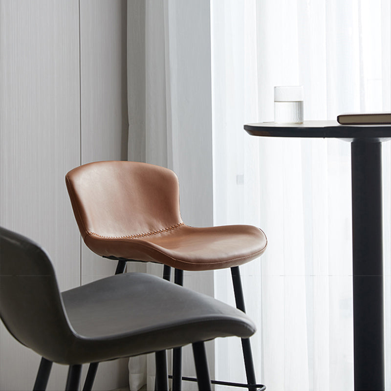 Contemporary Armless Bar Stool Faux Leather Bar Stool for Living Room