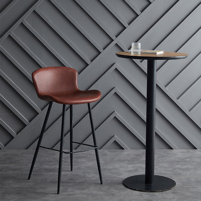 Contemporary Armless Bar Stool Faux Leather Bar Stool for Living Room