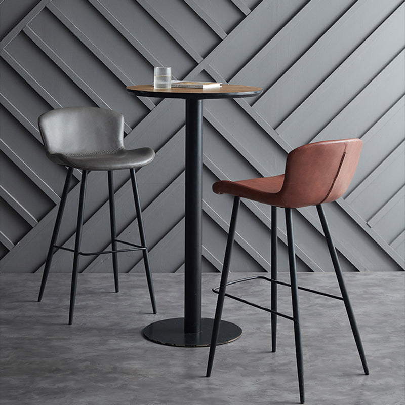 Contemporary Armless Bar Stool Faux Leather Bar Stool for Living Room