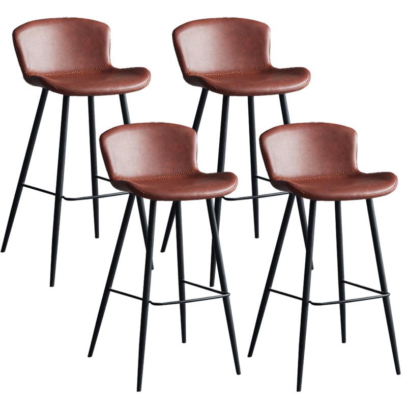 Contemporary Armless Bar Stool Faux Leather Bar Stool for Living Room