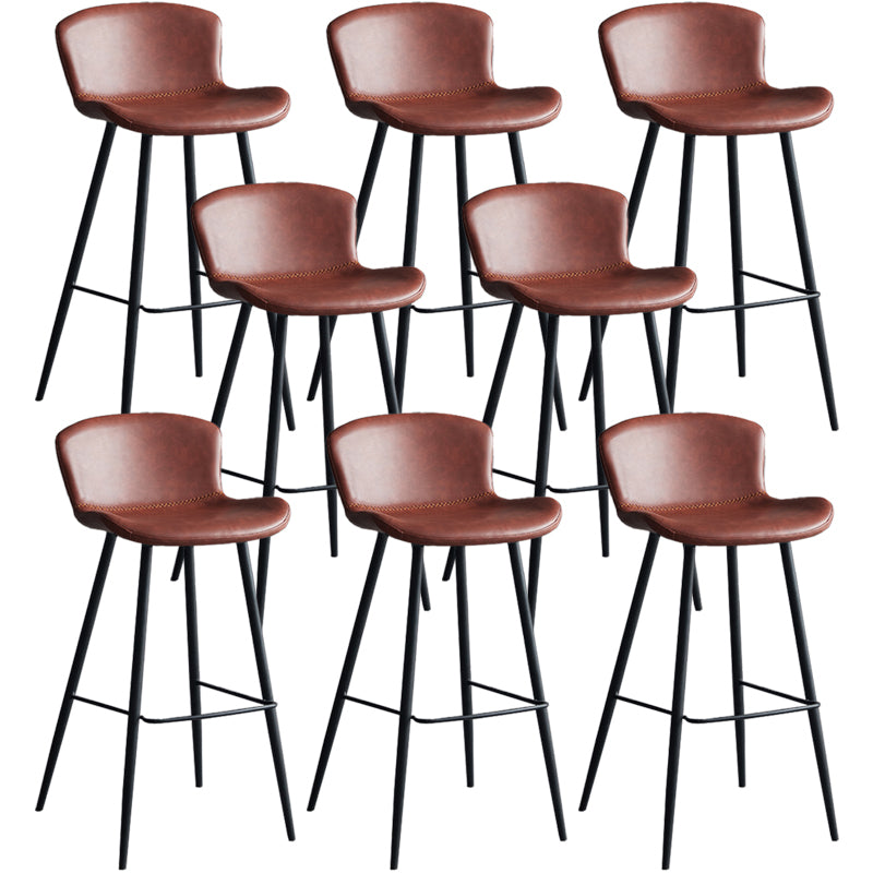 Contemporary Armless Bar Stool Faux Leather Bar Stool for Living Room