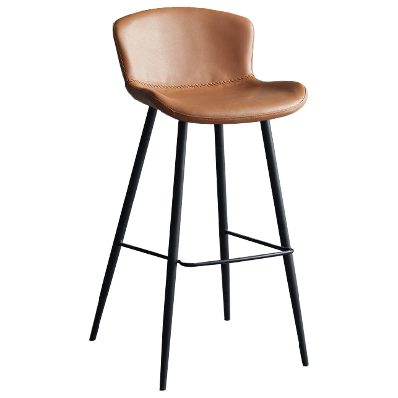 Contemporary Armless Bar Stool Faux Leather Bar Stool for Living Room