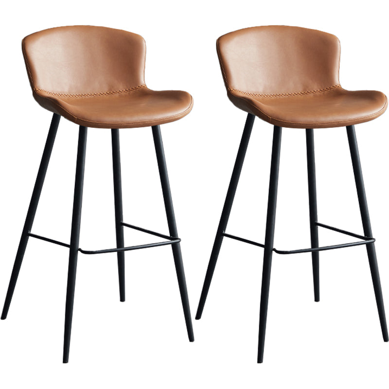 Contemporary Armless Bar Stool Faux Leather Bar Stool for Living Room