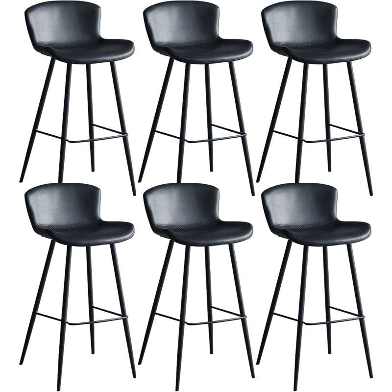 Contemporary Armless Bar Stool Faux Leather Bar Stool for Living Room