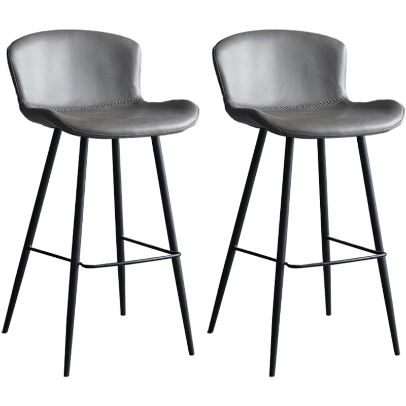 Contemporary Armless Bar Stool Faux Leather Bar Stool for Living Room