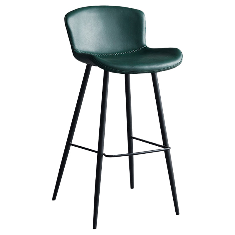 Contemporary Armless Bar Stool Faux Leather Bar Stool for Living Room